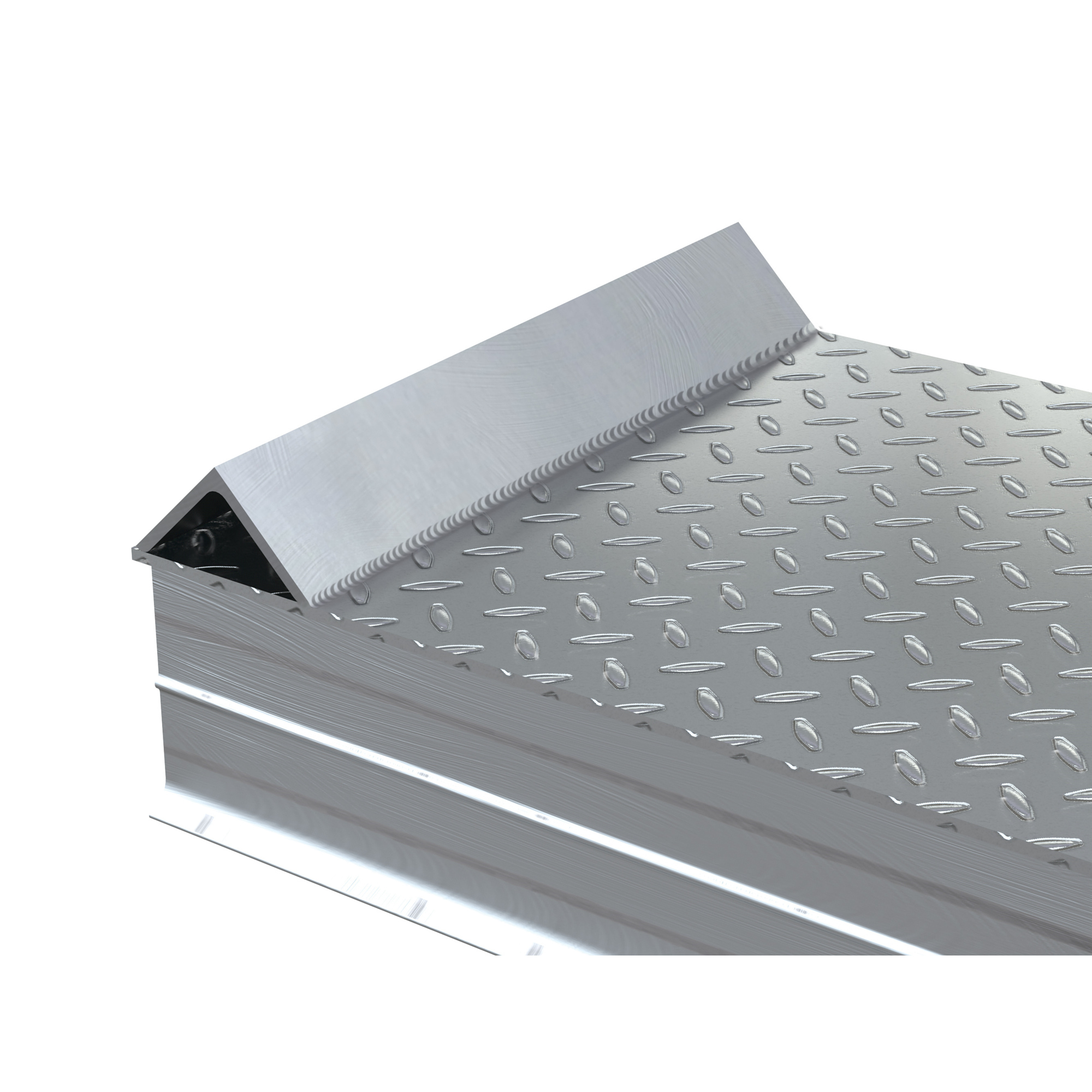 Vestil Roll Off Guard - 18in., Aluminum, 30,000-Lb. Capacity, Raised Tread Surface, Model# ATWR-ROG-18-12-78